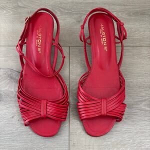 Vintage Red Leather Heels Womens' 7.5